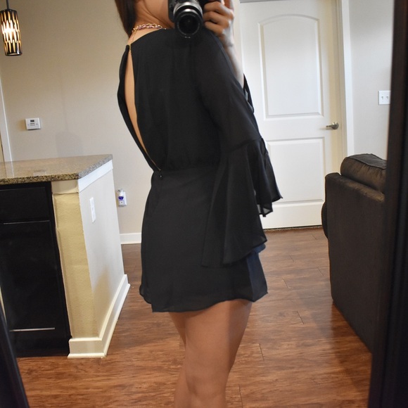 Silk - Bell Sleeve Romper with Front Tie - Picture 3 of 5